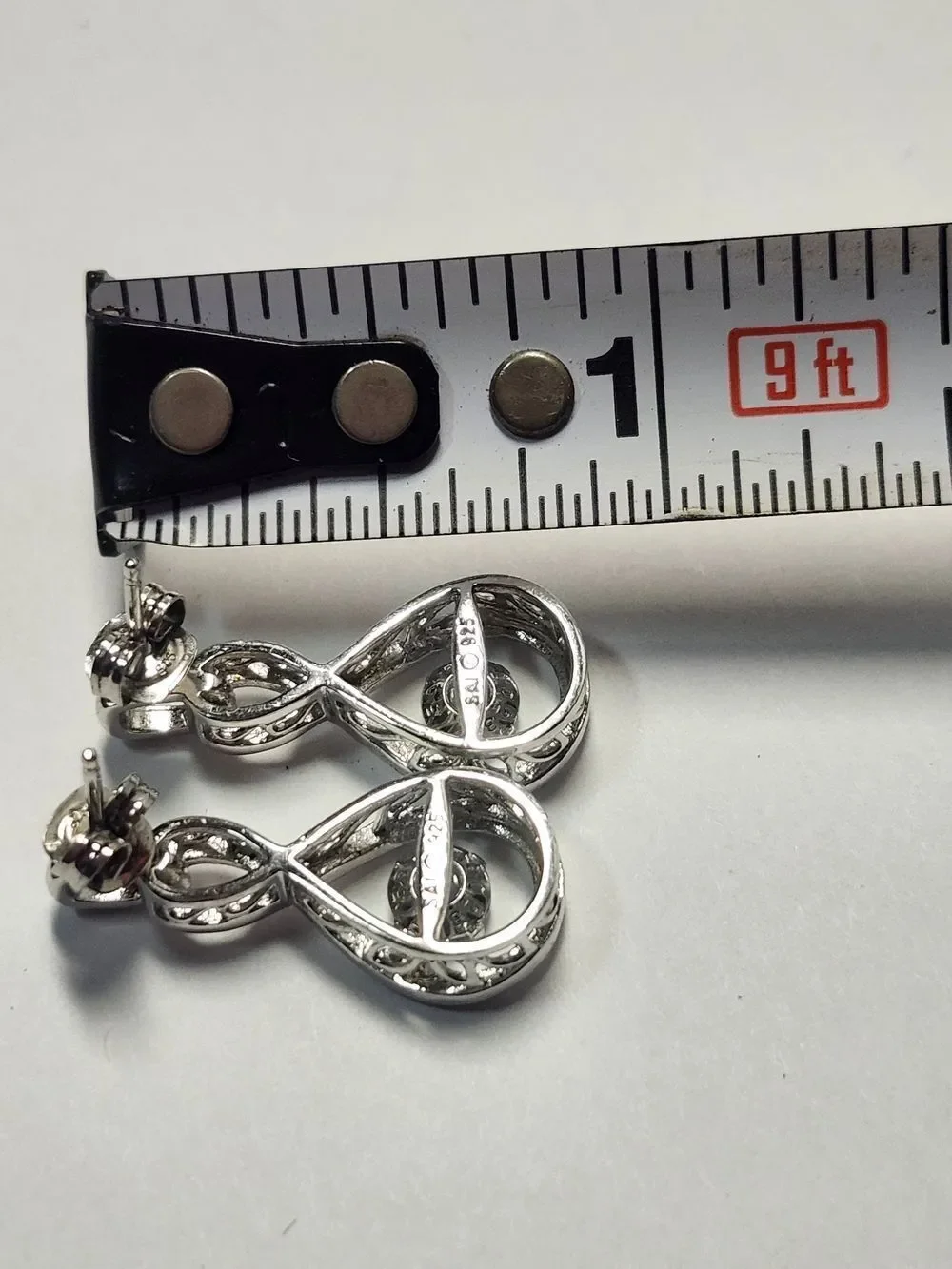 Swarovski Sterling Silver Infinity Drop Earrings with Clear Swinging Crystals